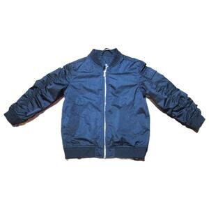 Art Class Girls Bomber Jacket Black Ruche Sleeves Recycled Fabric Size XS (4/5)